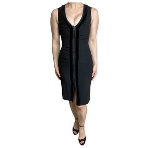 Armani Collezioni Black Zip Front Sheath Dress circa 2003 size 2